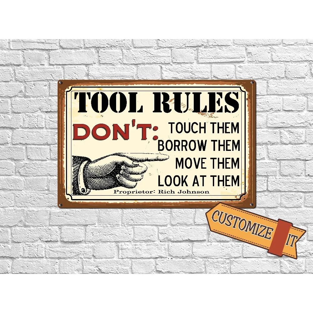 Workshop Tools Name - CIFbuy 2D Płaska, Możliwość Personalizacji, Metalowa